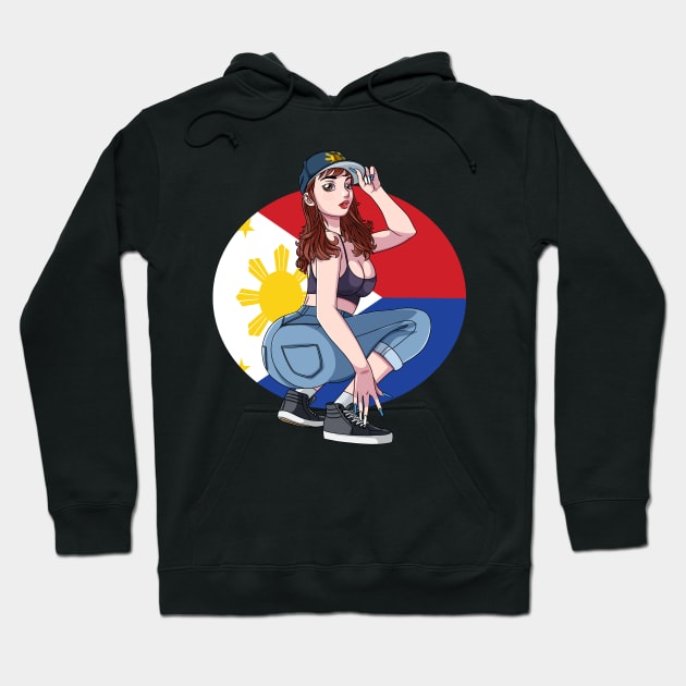 Pinay Girl Filipina Strong Philippines Flag Filipino Pride Hoodie by Noseking